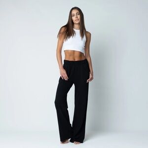 Talentless French Terry Wide Leg Lounge Pant in Black Sz Medium